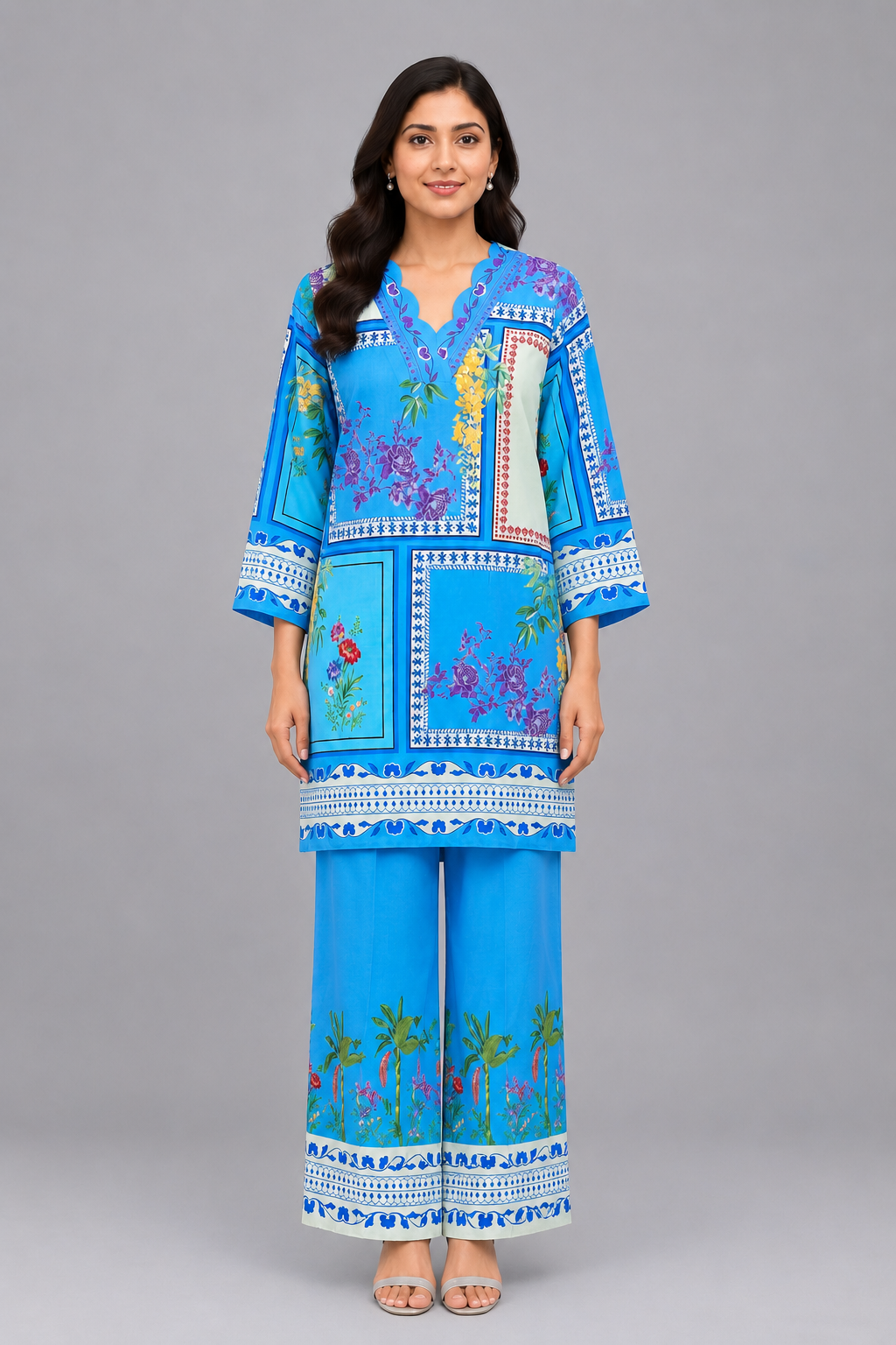 Blue Boxy Kurta Set