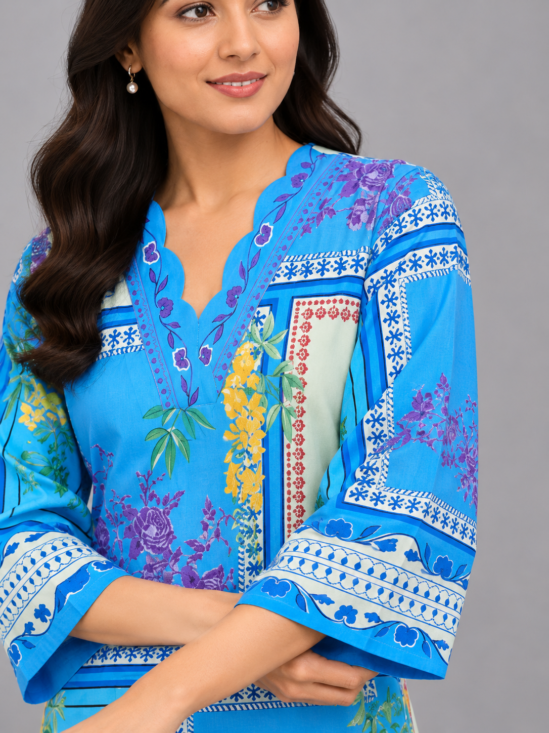 Blue Boxy Kurta Set
