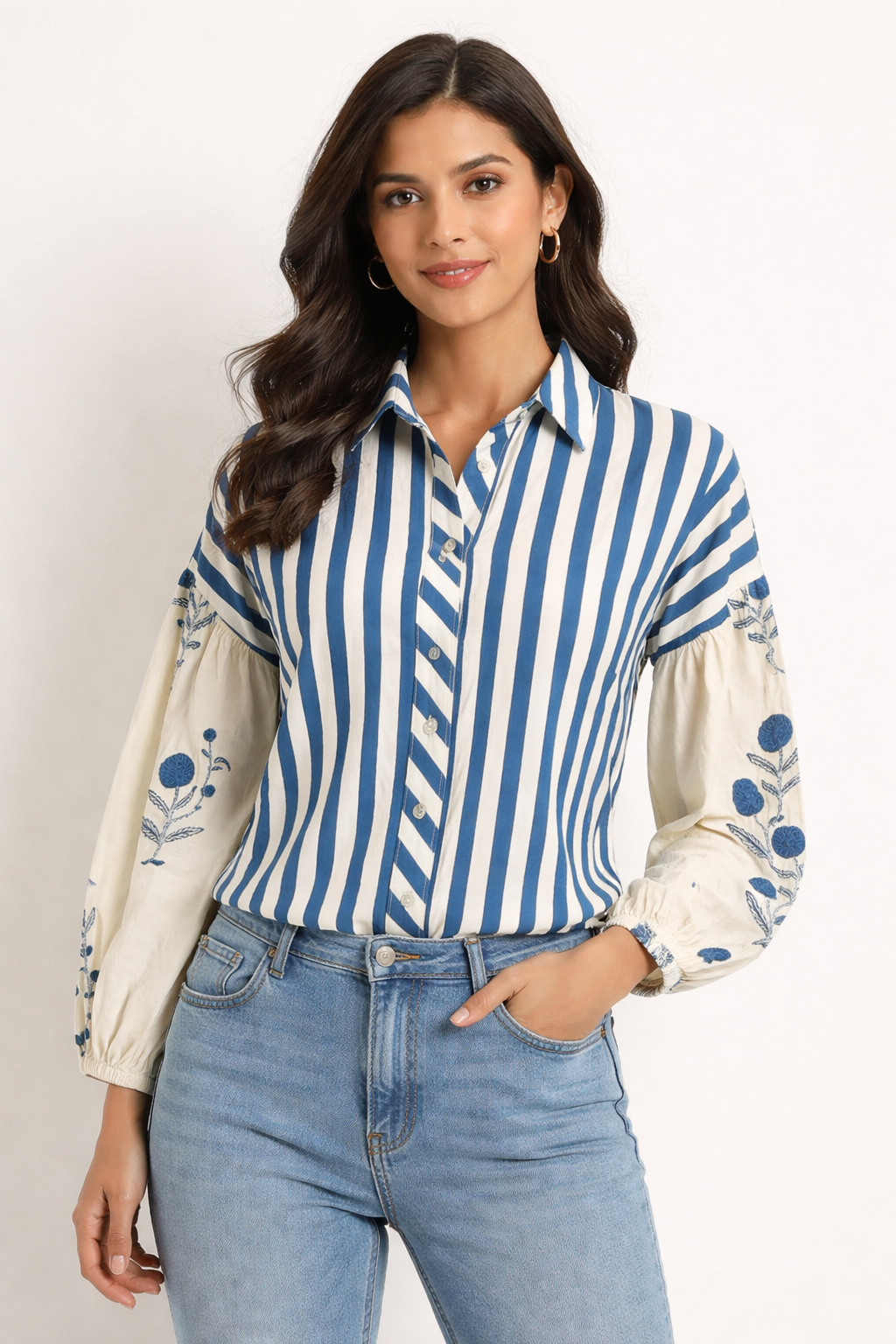 Stripes Puff Sleeve Shirt