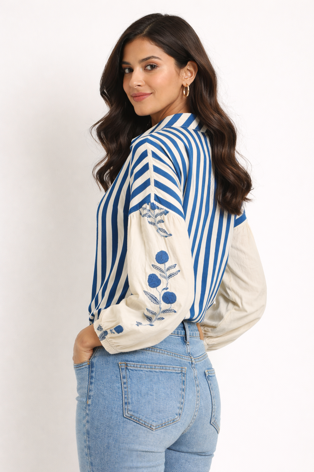 Stripes Puff Sleeve Shirt