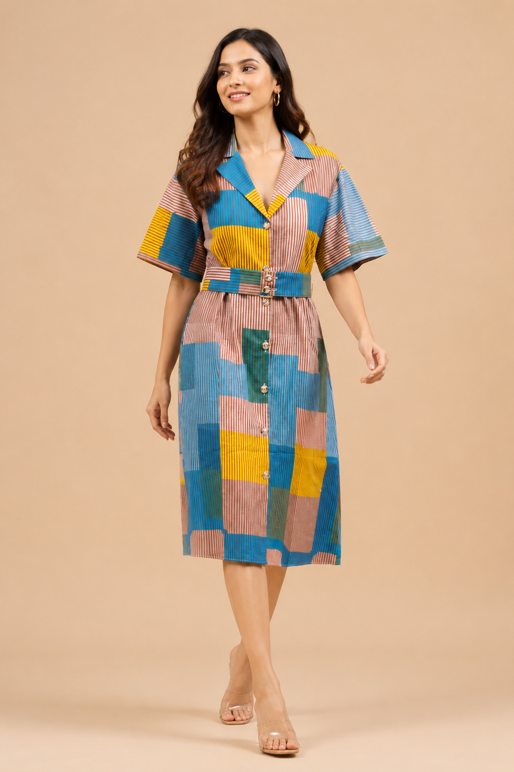 Multicolor Stripes Shirt Dress