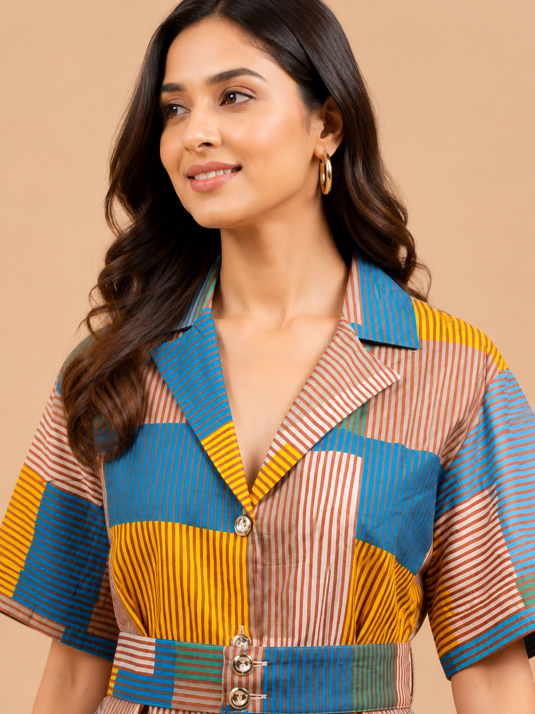 Multicolor Stripes Shirt Dress