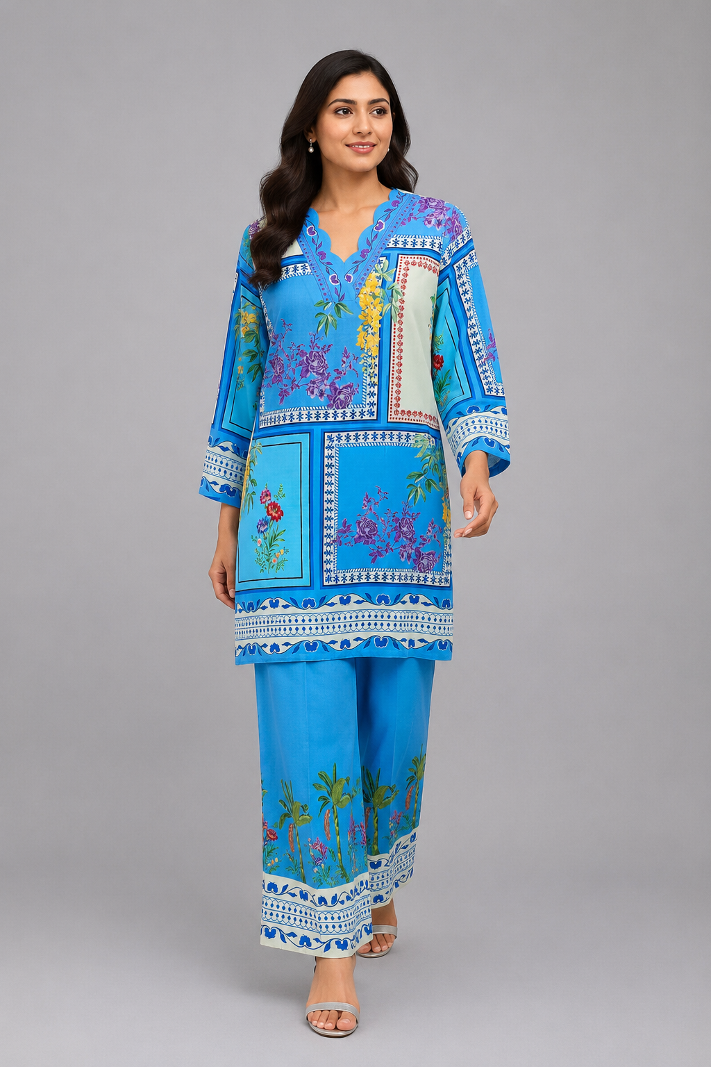 Blue Boxy Kurta Set