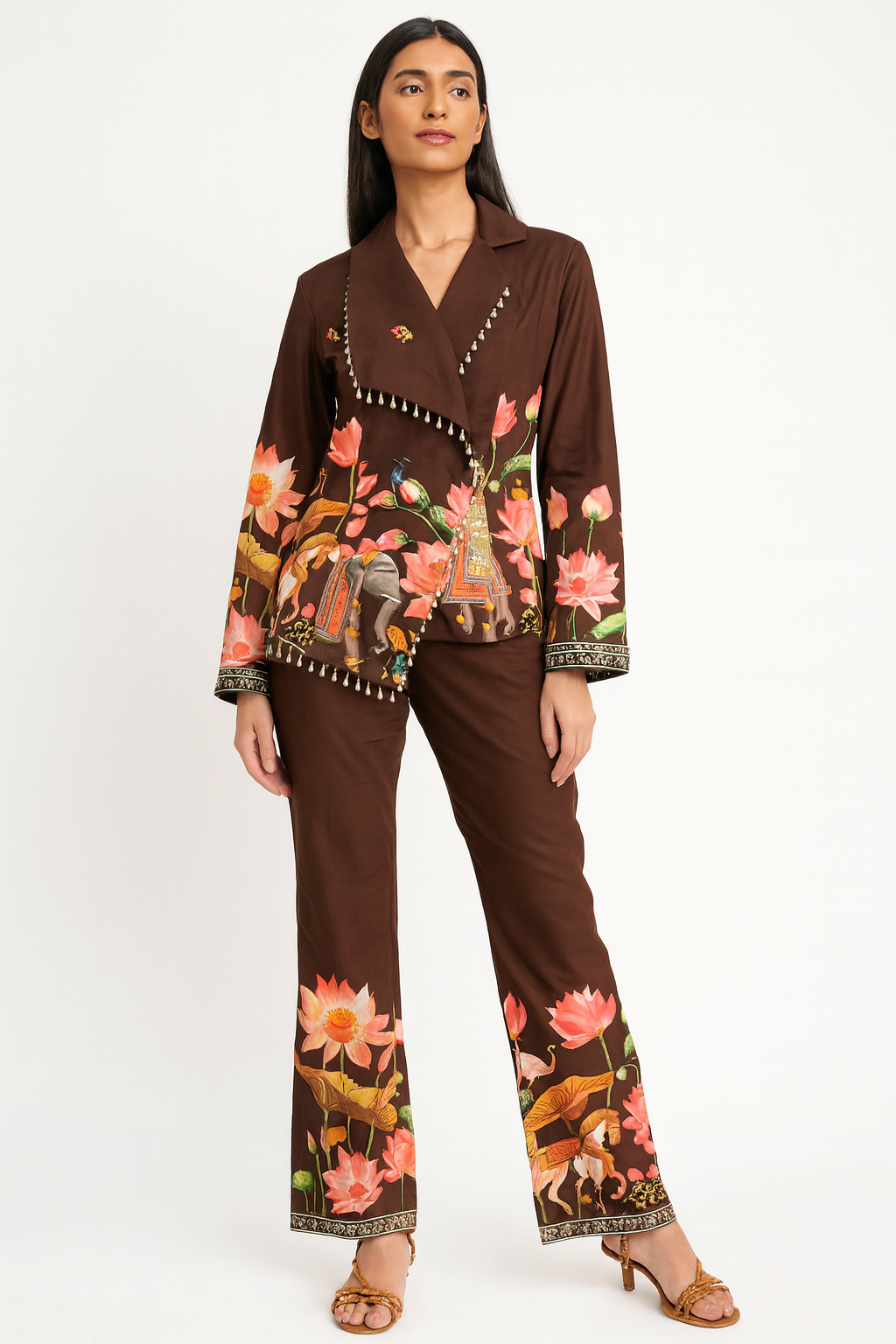 Brown Vintage Lotus Co-ord Set