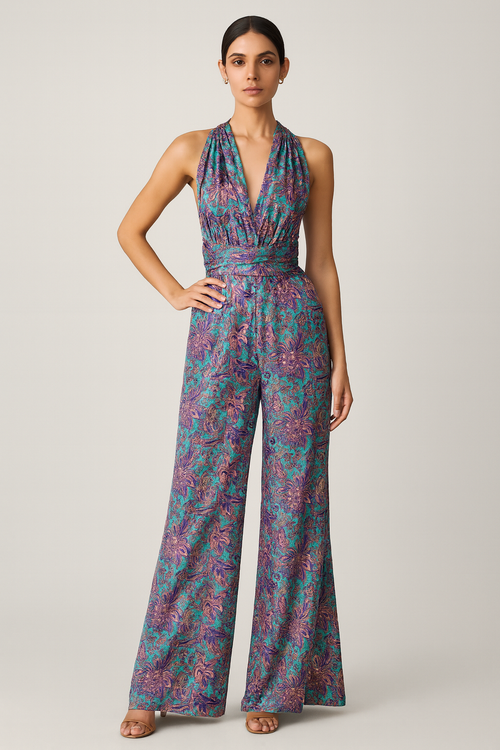 Blue Paisley Jumpsuit
