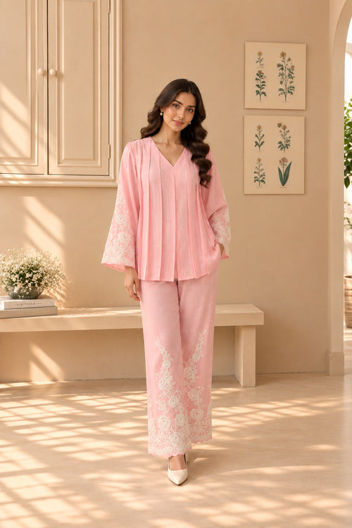 Pink Pearl Embroidered Coord Set