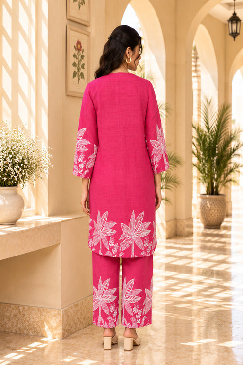 Pink tropical Kurta Set