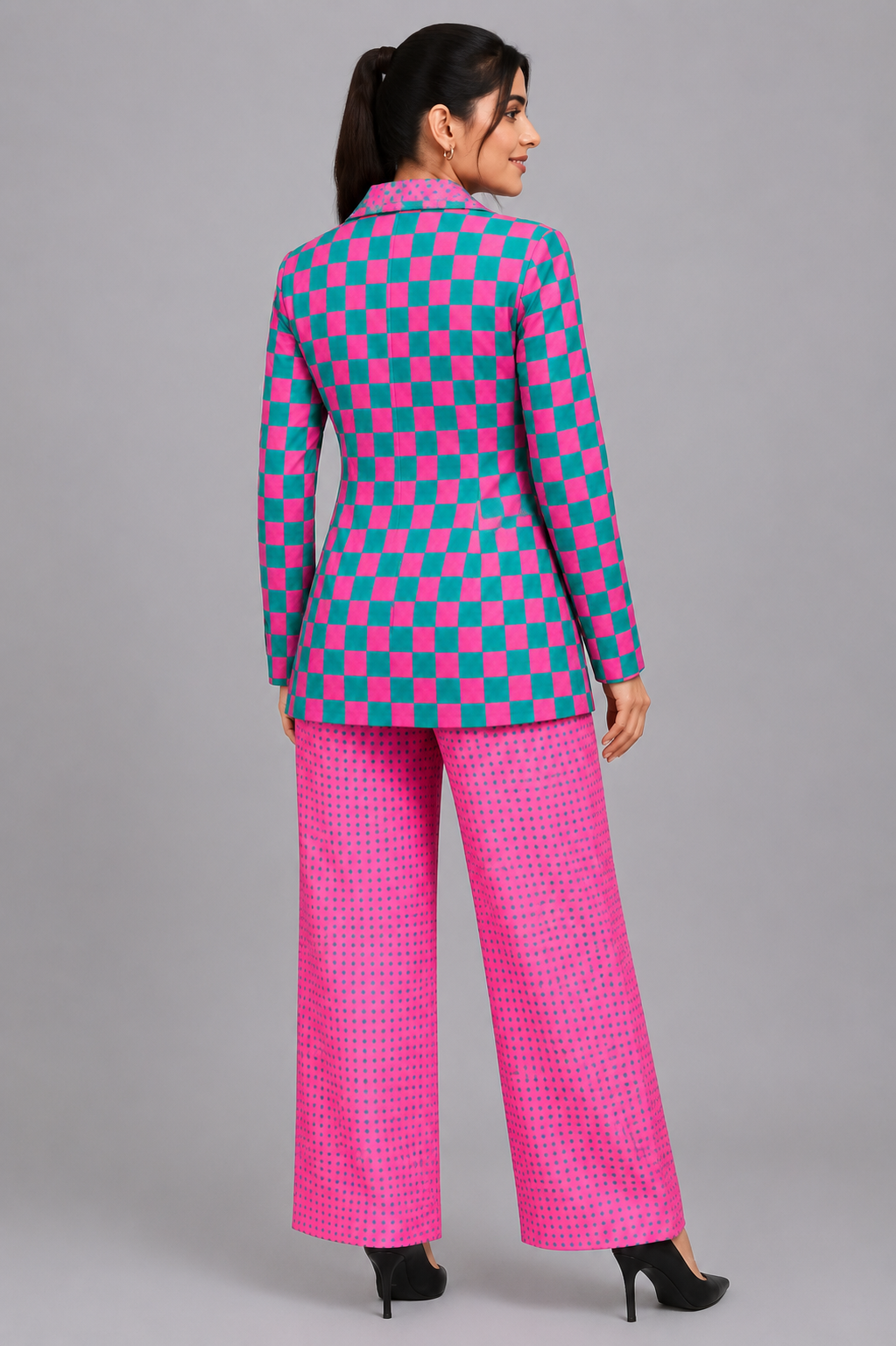 Bubblegum checks Blazer Set