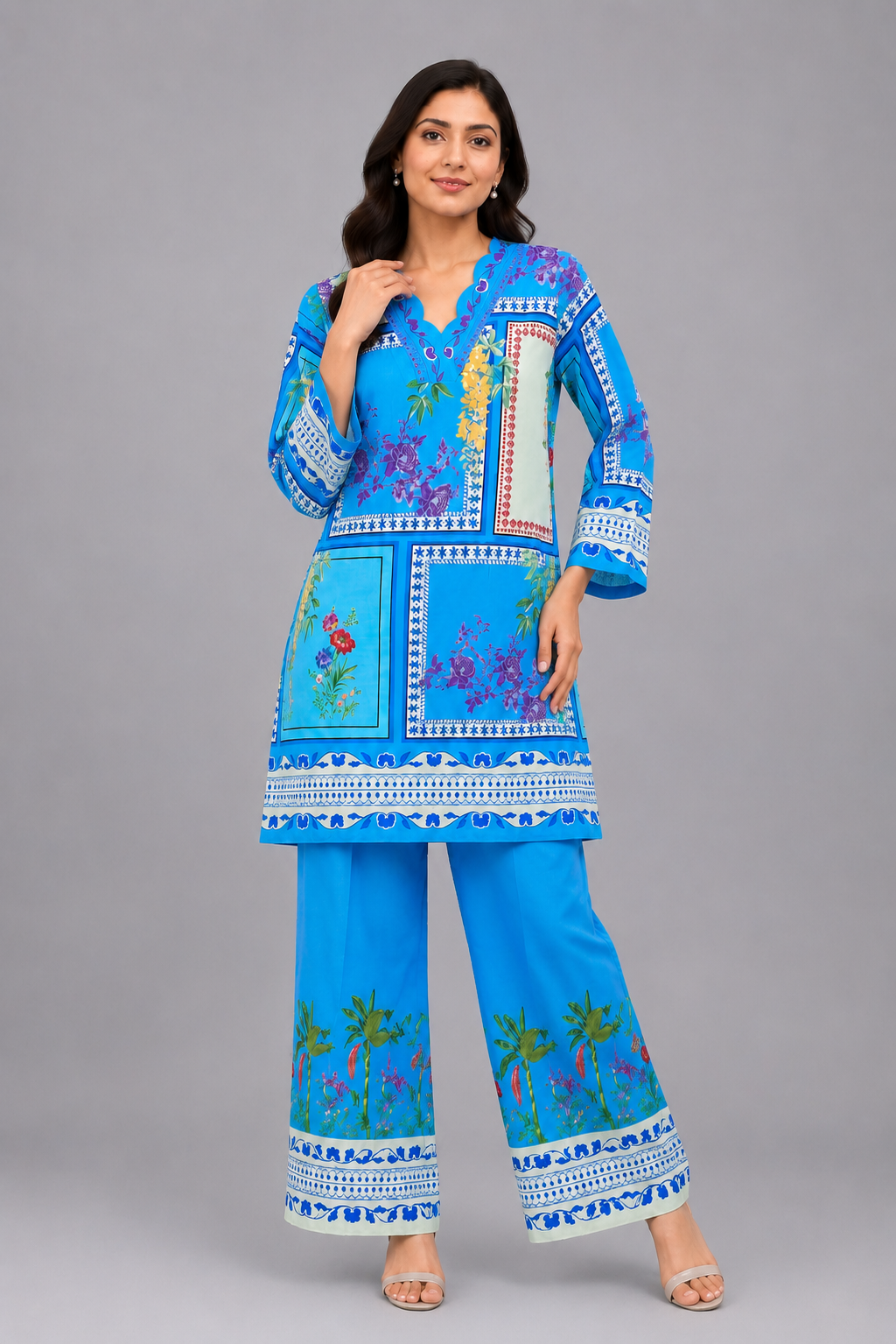 Blue Boxy Kurta Set