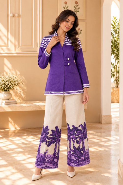 Purple Garden Grid Co-ord Set