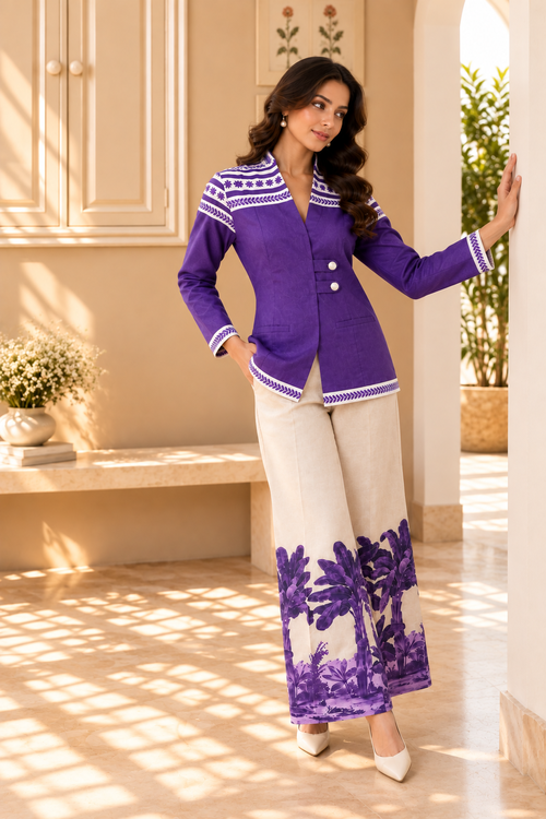 Purple Garden Grid Co-ord Set