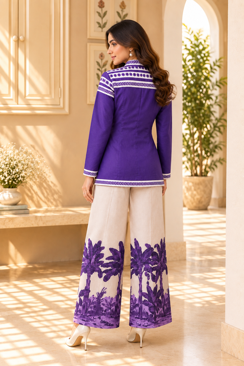 Purple Garden Grid Co-ord Set