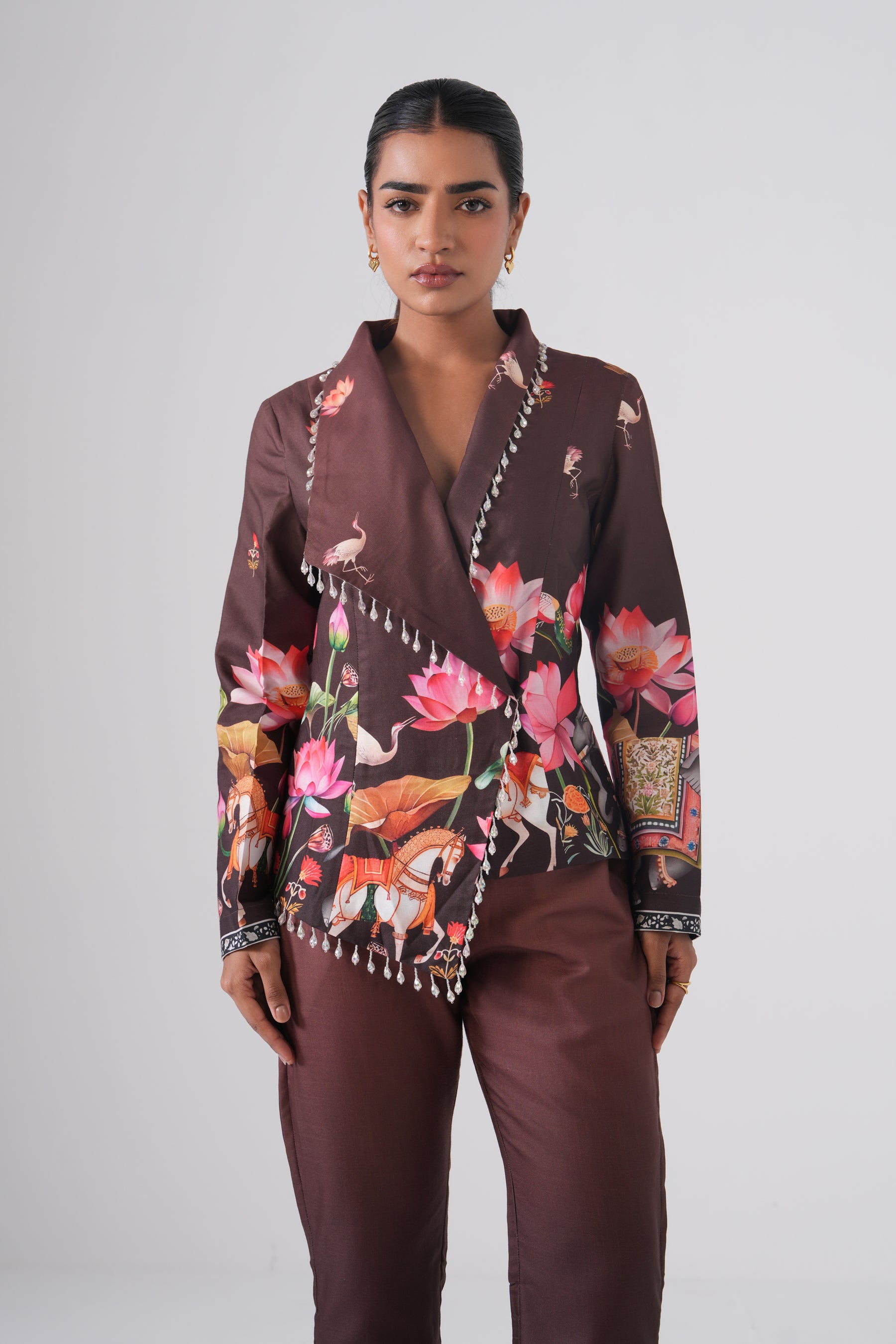 Brown Vintage Lotus Co-ord Set