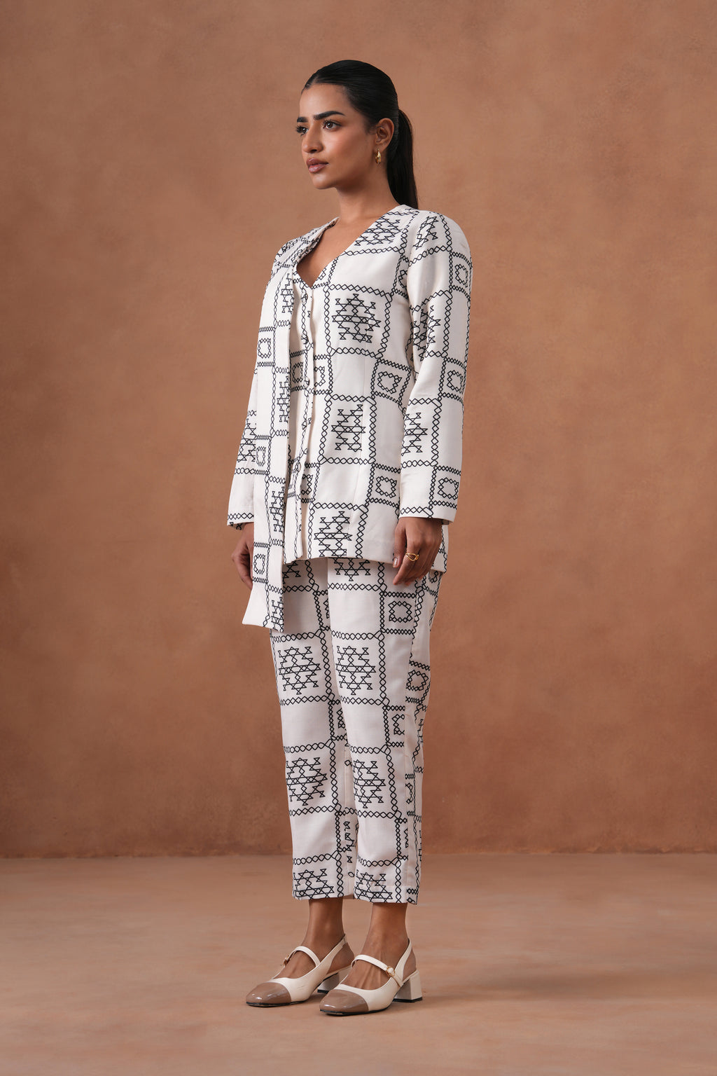 Modern Grid Blazer Set