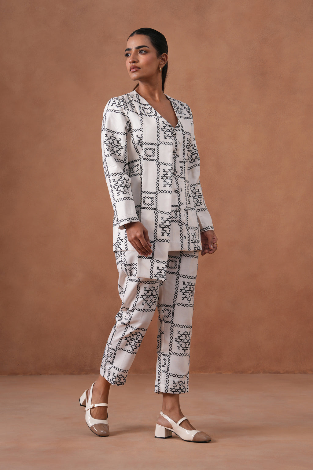 Modern Grid Blazer Set