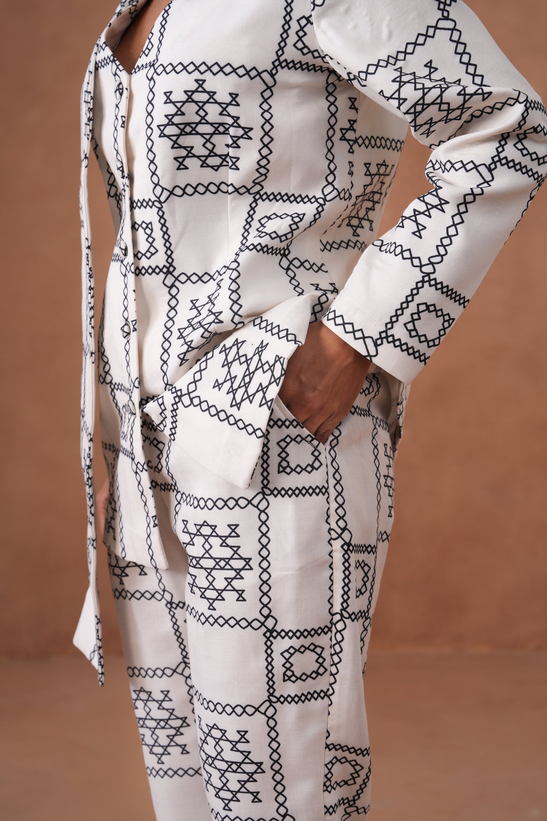 Modern Grid Blazer Set