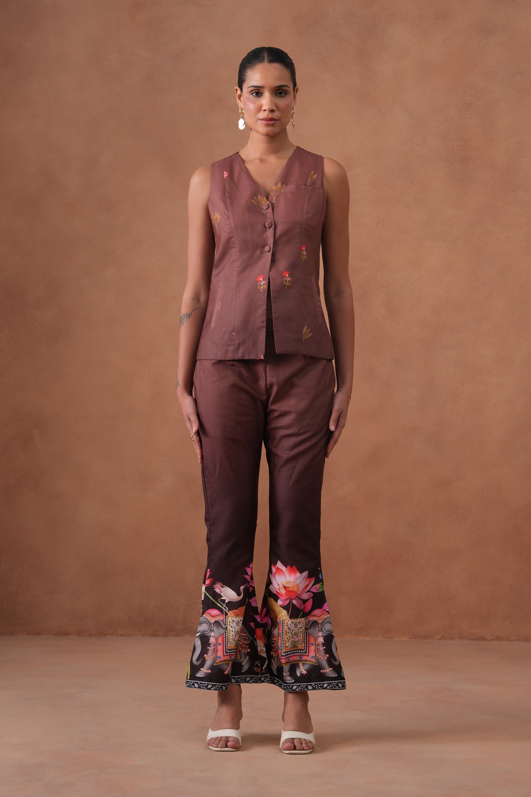 Vintage Mocha Vest Coord Set