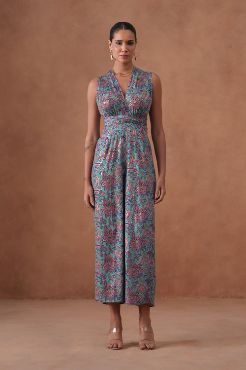 Blue Paisley Jumpsuit