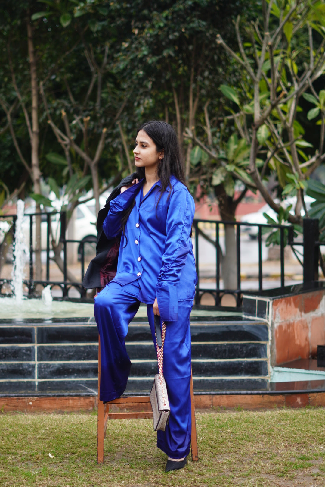 Luxe Blue Satin Co-ord