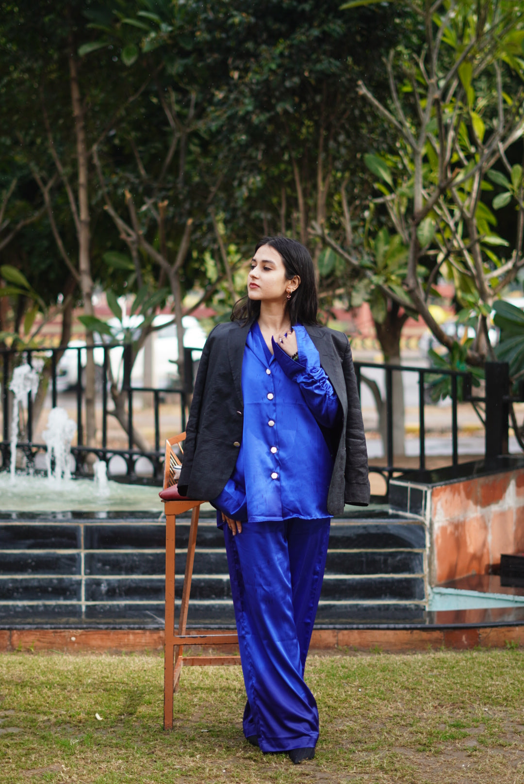 Luxe Blue Satin Co-ord